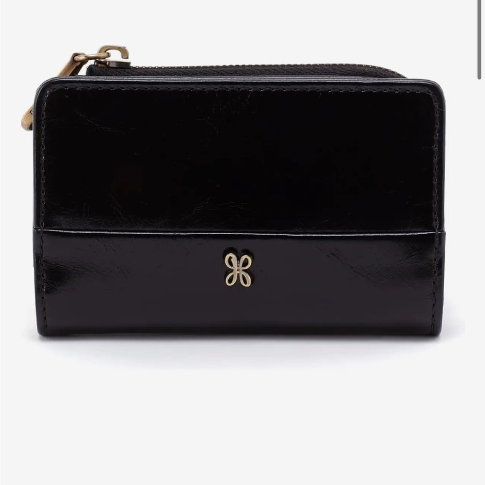 Hobo Jill Card Case in black polished leather